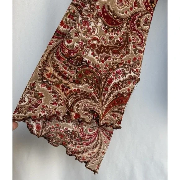 Y2K Self Esteem Paisley Asymmetrical Babydoll Top Size L Fairy Grunge Flare Slee - Picture 8 of 10